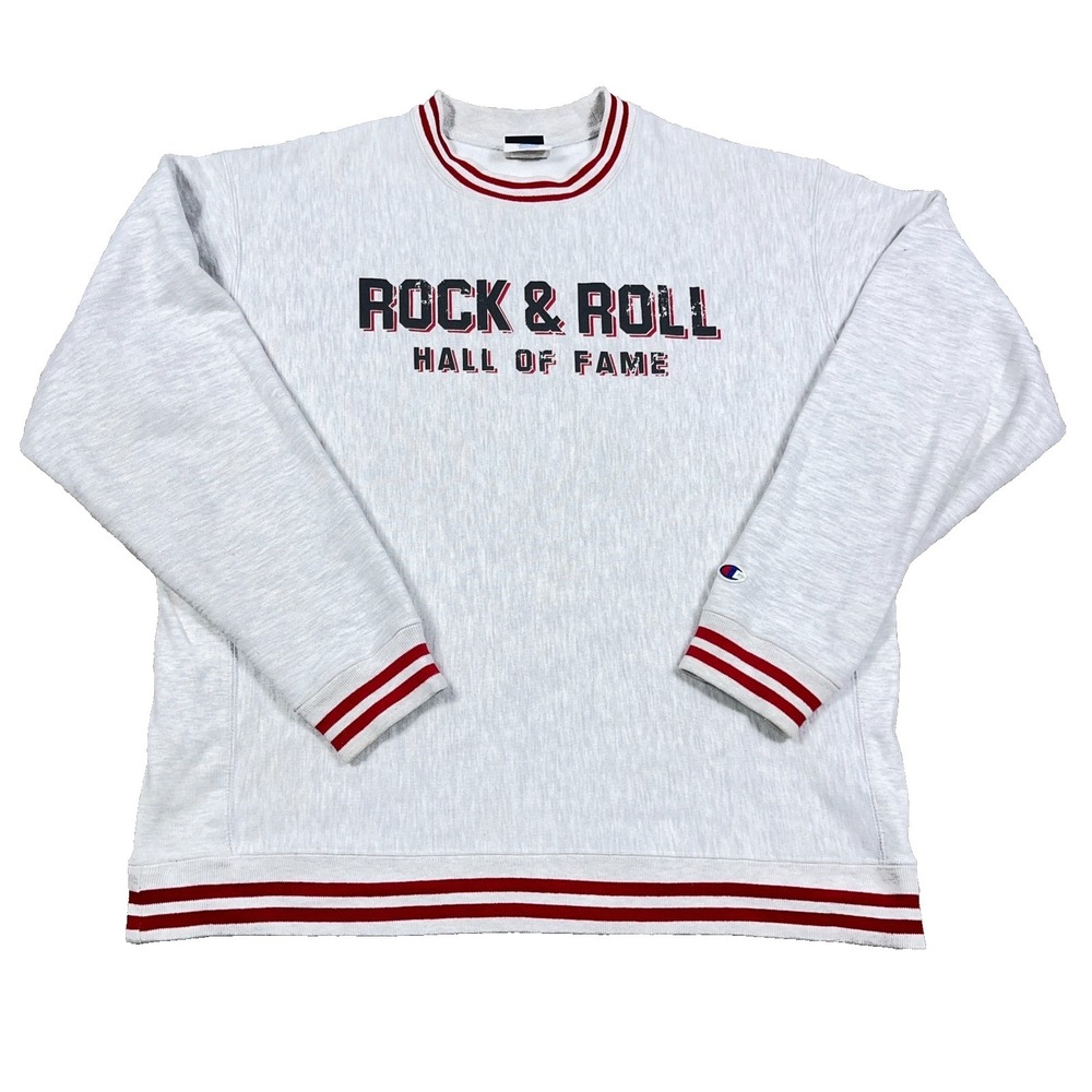 Rock & Roll Hall of Fame Sweatshirt Men XL Gray Champion Reverse Weave Ringer *